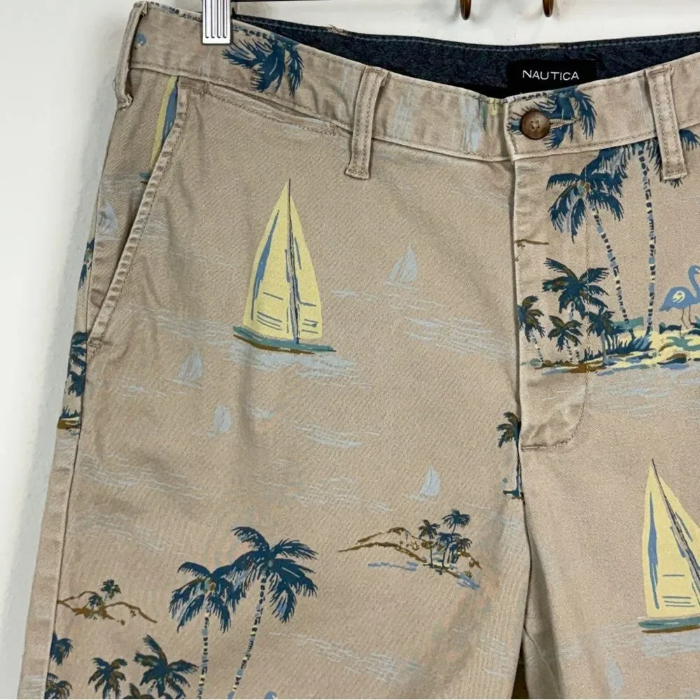 Nautica Tropical Print Classic Fit Stretch Shorts 36